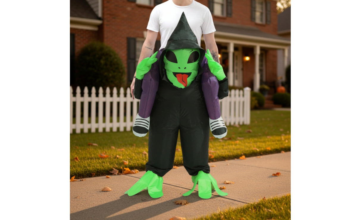 Lightweight Alien Rider Costume Funny Inflatable Pants with Fan One-Size-Fits-Most Inflatable Alien Suit Full-Body for Adults, Halloween, Cosplay