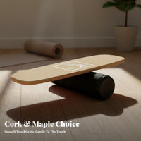 Balance Board with Roller Maple Wood Deck Roller Balance Board Construction Core Strength for Skateboarders, Athletes, Stretching, Home Gym
