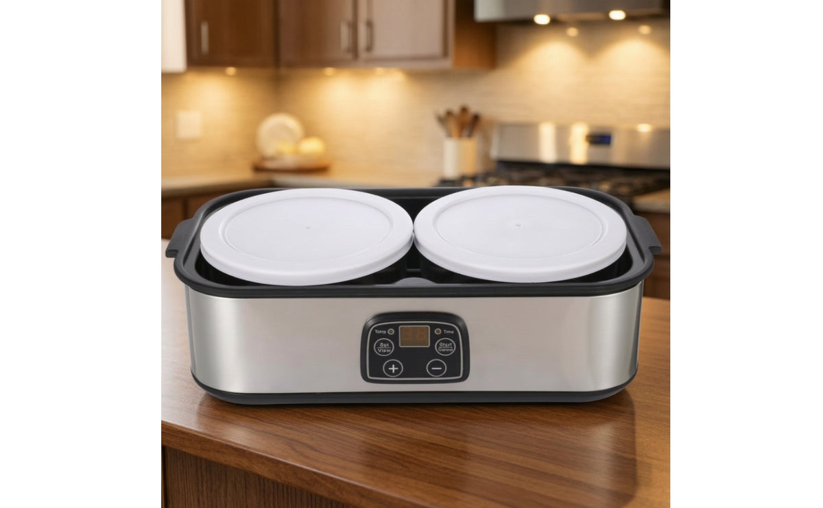 Yogurt Maker with Digital Controls Temperature Control Yogurt Maker with Two Containers Adjustable Time Fermenter for Families