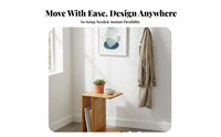 Japanese design Wheeled Woven-Top End Table Mobile Design Sofa Side cart Multi-Functional Nightstand small Size for Homeowners, Apartment Dwellers, Students, Living Room, Bedroom, Entryway, Home Office