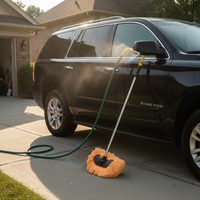 Car Wash Mop with Water Flow and Long Handle, Soft Bristle Brush for Vehicle Cleaning and Gardening