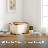 Handled Tote Box with Lid Portable Latching Tote with Handle Stackable Design