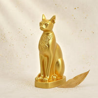 Upright Seated Egyptian Cat Desk Decor Carved Details Resin Cat Figurine Tabletop Desk Decoration Small for Desktop, Entryway