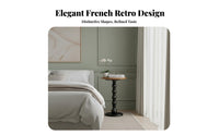 French Inspired Solid Wood End Table Retro Design Solid Wood Coffee Table Elegant Design Nightstand Stable Weighted Base for Interior Designers, Apartment Dwellers, Homeowners, Living Room, Bedroom, Small Areas, Entryway