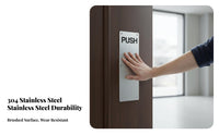 Brushed Finish Push Pull Door Plate Rustproof Push Pull Door Handle Set Rust-Proof Entryway Hardware Etched Lettering for Property Managers, Business Owners, Contractors, Office Doors, Public Buildings, Storefronts, Restaurants