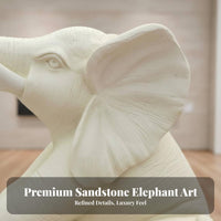 Floor-Standing Elephant Sculpture Good Fortune Symbol Sandstone Elephant Figure Handcrafted Outdoor Decoration for Decorators, Hotel Lobby, Storefront