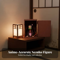 Anime Girl Figure with Bamboo Muzzle Collectible Model Miniature Character in Wooden Cabinet Mini Size Sitting Girl Figurine with Carrying Box