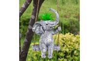 Resin Elephant Planter Gray and White Swing Seat Planter Easy to Hang Outdoor Decoration