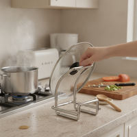 Stainless Steel Pot Lid and Cutting Board Holder for Countertop