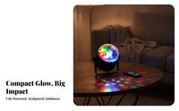 Ambient Mini Night Light with Crystal Dome Decorative Crystal Ball Light Thrower Light Compact USB Light Thrower with Mounting Bracket Adjustable for Bedroom, Desk, Car, Parties