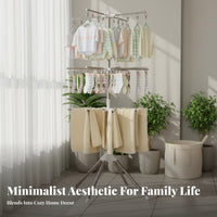 Stainless Steel Construction Baby Clothes Drying Rack Rust Resistant Floor Standing Laundry Rack Space-Saving for Infants, Babies, Balcony