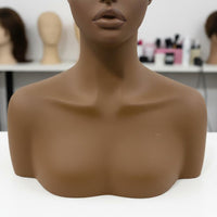 Manikin Head with Shoulders Makeup Face Mannequin Display Bust Eyelashes Hat Display Bust for Shop Owners