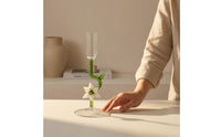 High-Temperature Fired Green Stem Candlestick Transparent Floral Glass Candlestick Decorative Glass Taper Candle Holder Smooth
