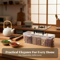 Japanese & design 6-Compartment seasoning Box particleresistant Multi-Compartment Condiment container Compartmentalized Design Seasoning Container particleresistant Lids for Home Cooks, Chefs, Foodies, Countertop, Dining Table, Cabinet, Restaurant