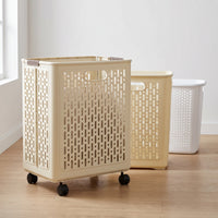 Foldable Laundry Hamper with Wheels, Large Capacity Dirty Clothes Storage Basket for Bathroom