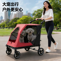 Foldable Pet Stroller for Medium and Large Dogs and Cats, One-Button Fold, Suitable for Elderly Dogs