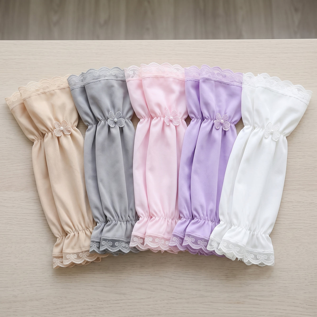 Modal Ice Silk Sun Protection Arm Sleeves for Women with Lace Bowknot