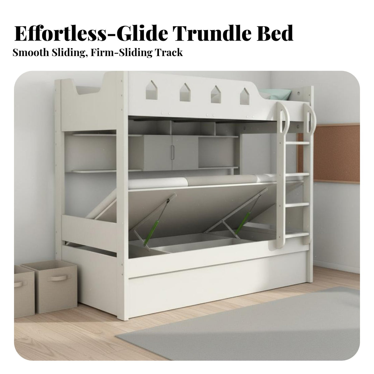 children's Bunk Bed Space-Saving Twin over Twin Bunk Bed Guardrails Bedroom Furniture for Girls, Parents, Small Apartment, Playroom, Dorm Room