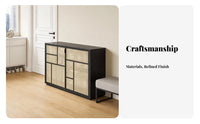 Rattan Door Cabinet Nordic and Design Rattan Door Cupboard Sturdy Wood Frame Ample Storage for Teahouse Managers