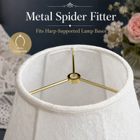 French Luxury Lace Fabric Crystal Floor Lamp Shade, Nordic Retro Copper Bedside Lamp Shade Accessory