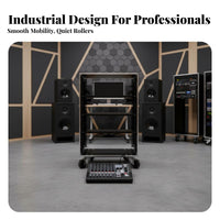 Knock-down Design Amplifier Rack Case Heavy Duty Mobile Audio Equipment Cabinet Long-Lasting Construction Rolling Sound Equipment Rack Reinforced Corners for DJs, Musicians, Studio, Stage, Live Performance
