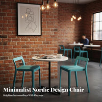 Armless Dining Chair Nordic Minimalist Design Molded Lowrear Chair Thickened and Sturdy Indoor Seating for Adults, Kitchen, Restaurant, Cafe