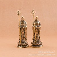 Miniature Pure Brass Ksitigarbha Bodhisattva Statue