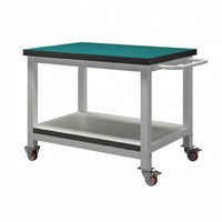 360° Swivel Casters Anti-Static Trolley Steel Structure Heavy Duty Work Table Locking Brakes Mobile Workbench Silent Wheels for Factory Workers, Warehouse Personnel, Technicians, Assembly Line, Laboratory, Auto Repair Shop, Engine Maintenance