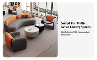 curved-Shaped Couch Curved Shape Upholstered configurable Sofa Luxurious Design business-grade Furnishing for distinguished guests, Adults, Sales Office, Waiting Room, Apartment