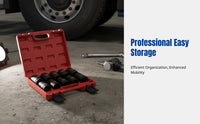 Heavy Duty Impact Socket Set, Air-Powered Extended Socket Head, Polished Molybdenum Steel, Wheel Shaft Removal, Mechanical Repair