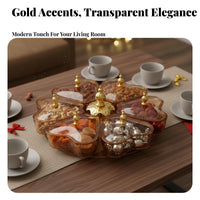 Heart Shaped Compartment Candy Dish Decorative Rotating Snack Tray Table Decor Multi Compartment Candy Box for Holiday Gatherings, Parties, Weddings