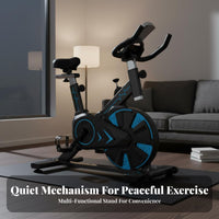Adjustable Resistance Indoor Cycling Bike Comfortable Padded Seat Stationary Cycling Bike Heavy-Duty Steel Frame Stationary Exercise Cycle Space Saving for Beginners
