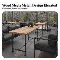 USA Retro Look mechanical Pipe-Leg Table and Bench Set sturdyDuty Build business-grade Furniture Powder-Coated Finish guest seating indoor/outdoor Use for Restaurant Owners, Business Proprietors, homeowners, Cafe, Bar, eatery, BBQ Joint