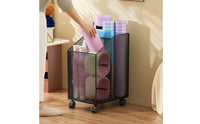 Fitness Mat Storage Cart Fitness Exercise Gear Holder with Wheels Metal Mesh Storage Basket with Wheels for Home Gym, Bedroom, Living Room