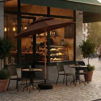 Outdoor Umbrella with Water-Filled Base Windproof Double-Canopy Umbrella with Weighted Base Sturdy for Homeowners, Cafe Owners, Backyard, Courtyard