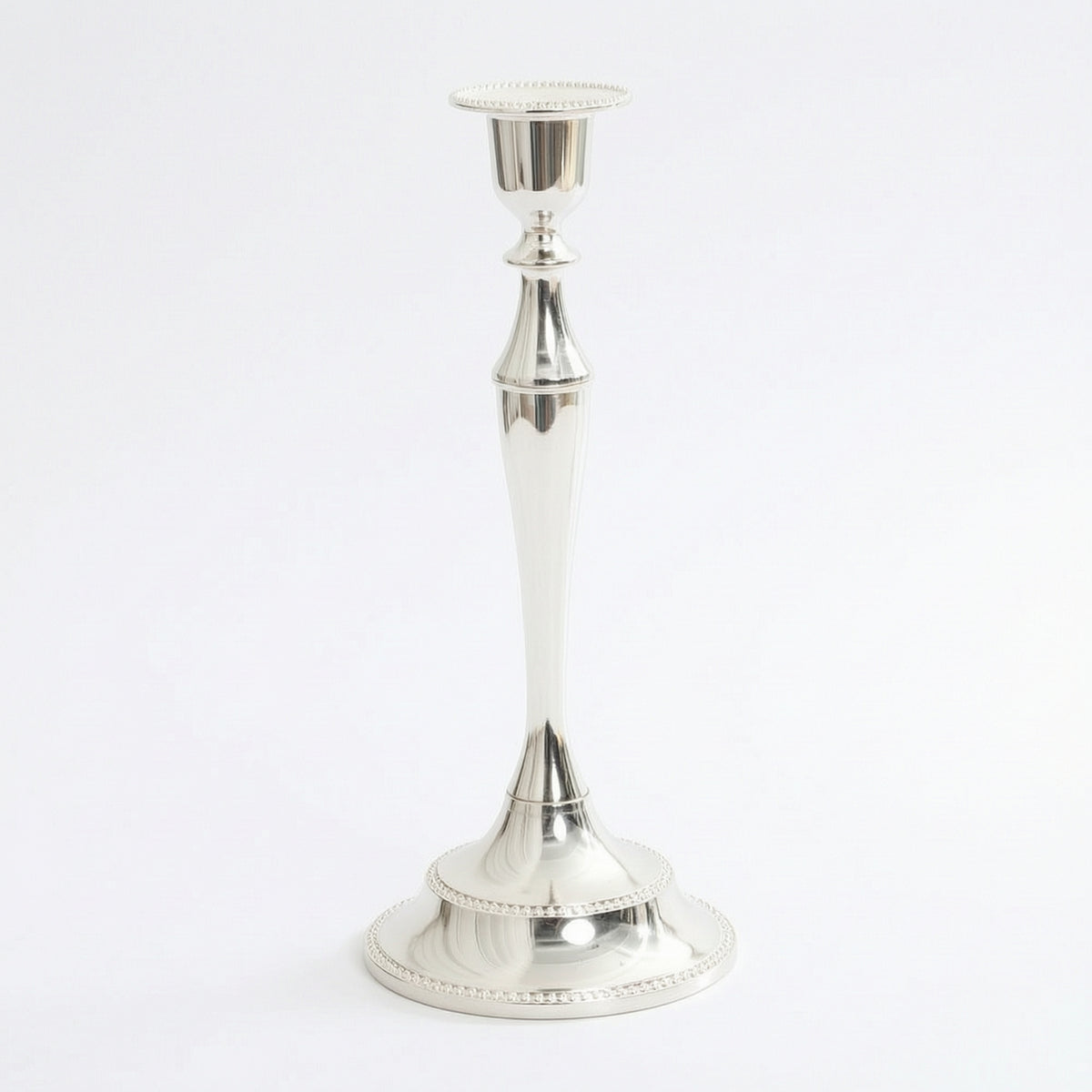 Elegant Candlestick Holder with Beaded Edge Slender Taper Candle Holder Decorative Metal Candlestick Sturdy for Wedding Planners