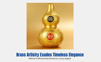 Fortune Gourd Brass Ornament, Eight Trigrams Feng Shui Decor, Wealth Gift for Office & Home