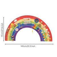 Large Rainbow Play Board Child-Centered Busy Board with Xylophone Multicolor Sensory Wall Panel Space-Saving for Toddlers, Playroom, Classroom