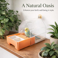 Bird Bath Tub for Cage Hanging, Transparent Bird Bath Feeder Box, Small Birds Bath Box, Parrot Bath Tub with Hooks, Budgie Canary Bathing Accessory
