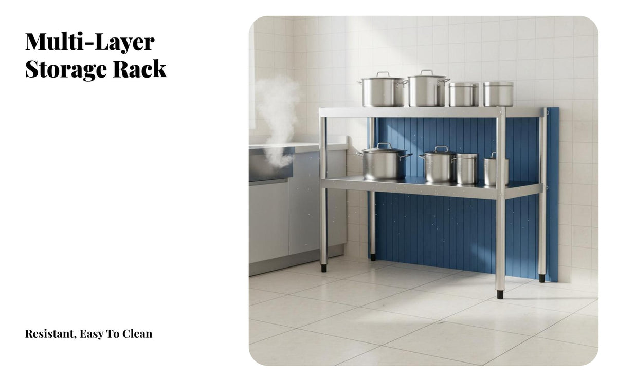 Stainless Steel Storage Rack Large Capacity Multi-Layer Kitchen Shelf Easy Assembly Metal Organizer Rack for Cooks, Adults, Garage, Office, Warehouse