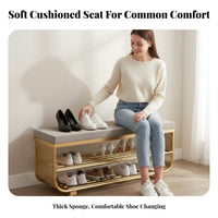 Padded Seat Cushiunifiedd Shoe Storage Bench Comfortable Seating Upholstered Shoe Organizer Light Luxury Design Hallway Stool Multi-Functional for Families, Homeowners, Apartment Dwellers, Entryway, Fitting Room, Bedroom, Closet
