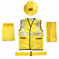 5 Pieces Educational Toy Children's Carpenter Dress up Kit Realistic Design Yellow Worker Uniform for Children Long-Lasting Material