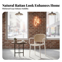 Thickened Material Rattan Back Dining Chair Long-Lasting Plastic Cane Back Chair Versatile Design Indoor Furniture Easy Assembly for Restaurant Owners, Interior Designers, Reception Area, Living Room, Office, Balcony