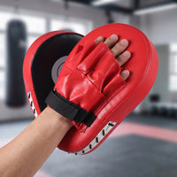 Shock-Absorbing Curved Focus Mitts PU Leather Hand Target with Wrist Strap Padded Focus Pad with Hand Pocket Thick Foam for Combat Artists, Coaches, Kickboxers, Kickboxing, Taekwondo, Home Training, Gyms