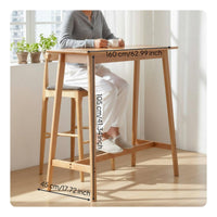 Solid Wood Bar Table Bar Height Table Nordic Oak Pub Table Minimalist Counter Height Table Crafted from Oak with Smooth Finish Suitable for Dining Home Partition Apartment Social Gathering