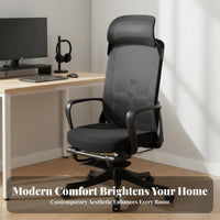 Ergonomic Design Reclining Desk Chair with Footrest 360-Degree pivot Reclining Chair with Footrest Breathable Mesh spine Computer Seat Adjustable Support for Remote Workers, Students, video game enthusiasts, brief rest, Study Room, Studying, Bedroom