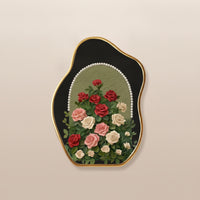 Elegant Tabletop Art Plaque Embossed Plaque with Floral Relief Layered Vintage-Style for Bedside Table