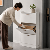 Wooden Shoe Box, Entryway Storage, Slim Type, Shoe Cabinet, With Adjustable Shelves, Fits 12-42 Pairs, Natural Light Wood, Shoe Cabinet