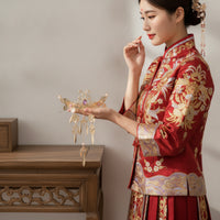 Traditional Chinese Attire Regal Avian Hair Crown Elegant Workmanship Regal Avian Hair Crown Chinese Design Tassel Hairpin Fairy
