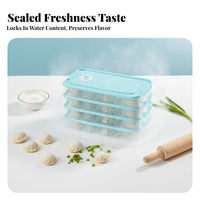 preservingKeeping Multitier Dumpling Box Compartmentalized Lidded Dumpling Tray Stackable Freezer Organizer Transparent container for Meal Preppers, Home Cooks, Families, Refrigerator